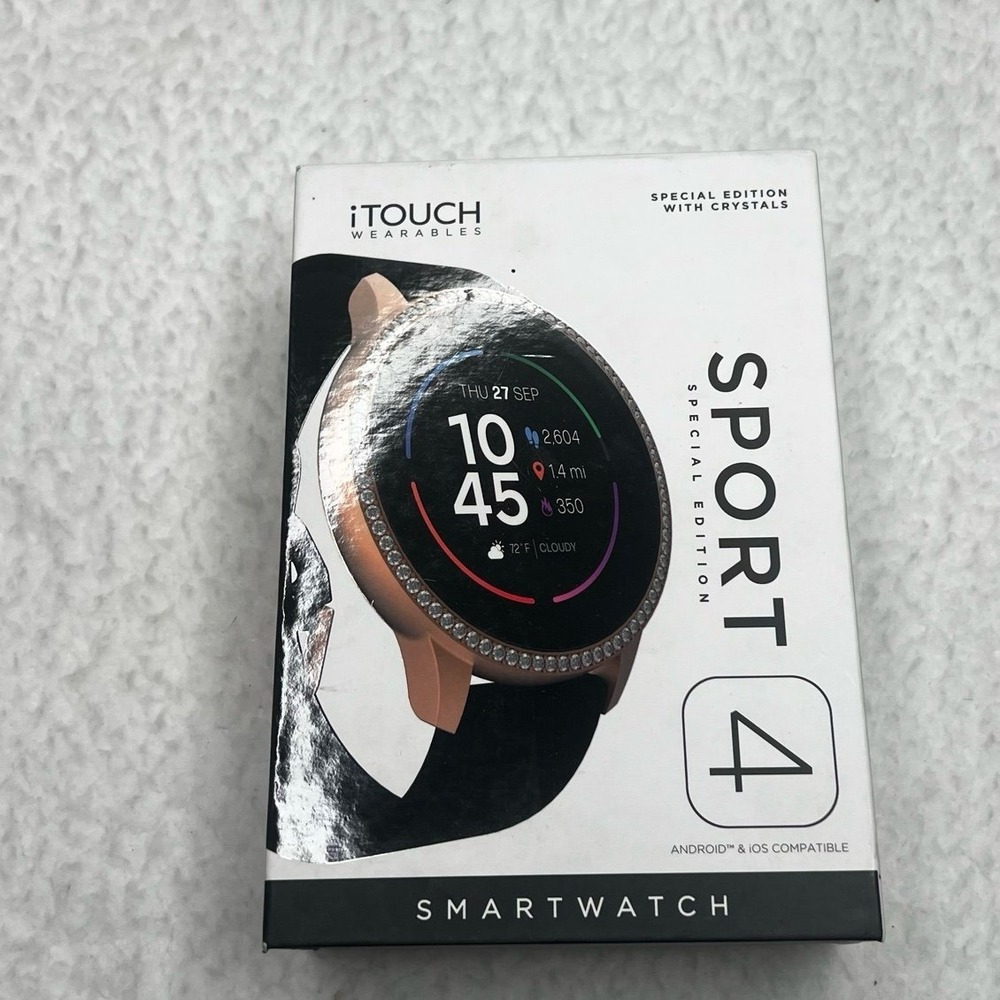 iTouch Sport 4 Special Edition With Crystals Black Rose Gold Smartwatch NIB